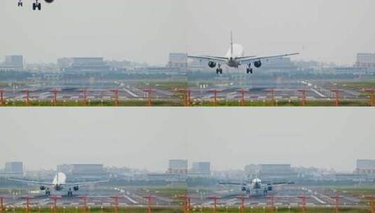 4K拍摄民航客机降落在机场高清在线视频素材下载