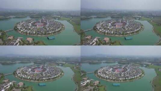 中国蚌埠古民居博览园航拍高清在线视频素材下载