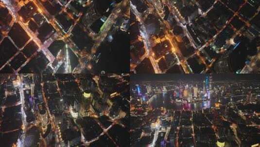 上海浦西夜景马路交通俯拍高清在线视频素材下载
