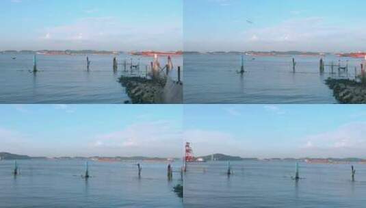 广州南沙滨海港口海景黄昏风光高清在线视频素材下载