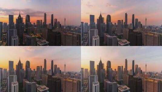8K实拍广州珠江新城建筑群日出高清在线视频素材下载