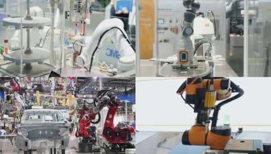 工厂汽车制造人工智能机械臂高清在线视频素材下载