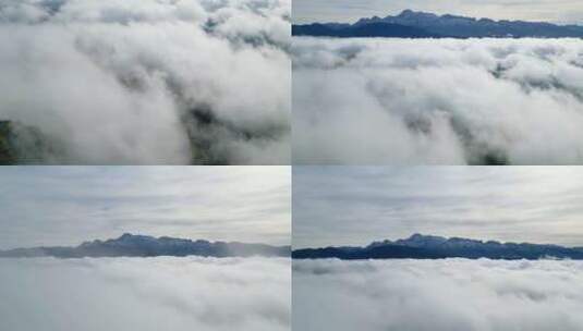 FPV航拍山顶云海云雾平流云雾山间云海高清在线视频素材下载