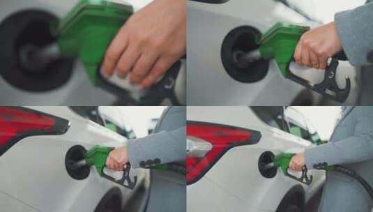 给汽车加油石油车辆特写高清在线视频素材下载