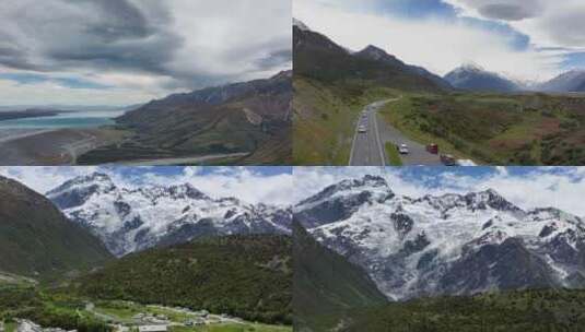 航拍新西兰库克山国家公园自然风光高清在线视频素材下载
