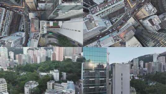 香港湾仔区CBD建筑航拍高清在线视频素材下载