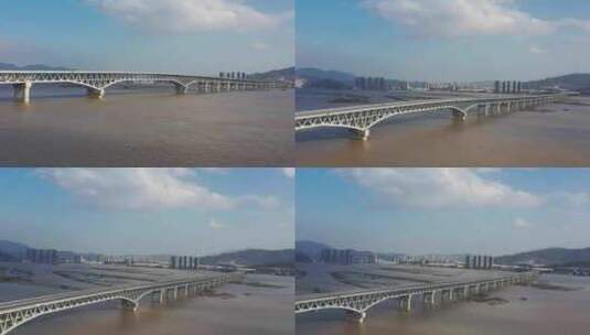 福建省福州三江口大桥闽江风光航拍高清在线视频素材下载