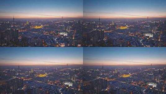 航拍天津城市夕阳夜景高清在线视频素材下载