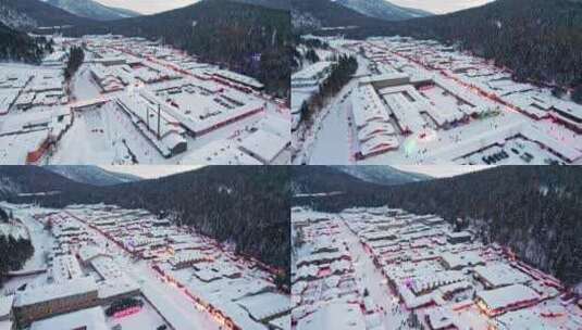 中国黑龙江雪乡风景航拍高清在线视频素材下载