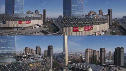 南京建邺金鹰世界商场综合体航拍高清在线视频素材下载