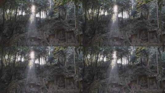 杭州灵隐寺清晨的寺庙光影高清在线视频素材下载