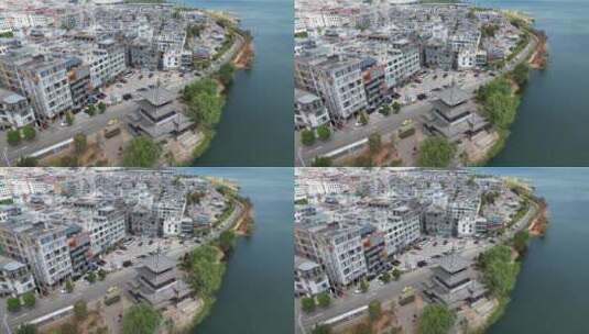 航拍大理洱海旁的城市建筑高清在线视频素材下载