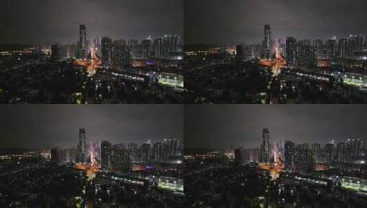 深圳深南大道夜景航拍高清在线视频素材下载