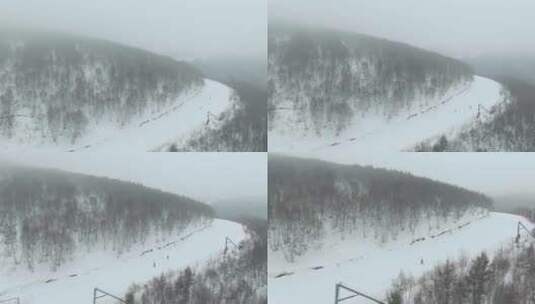 高山雪场雪道滑雪高清在线视频素材下载