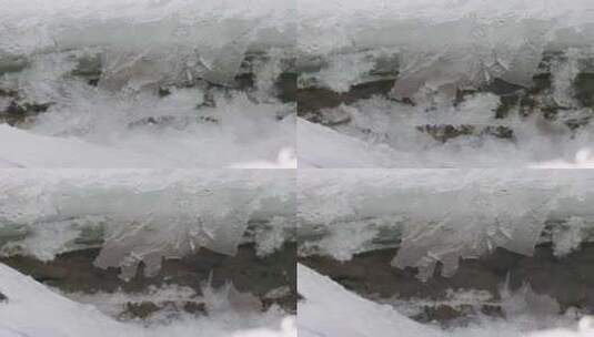 山间溪流冰雪消融高清在线视频素材下载