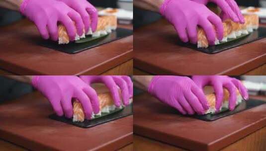 弱光下的寿司制作高清在线视频素材下载