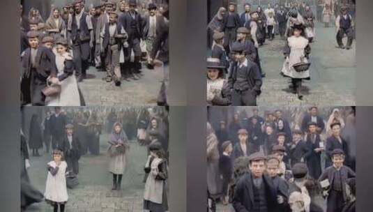 1901年美国人民看到镜头表情高清在线视频素材下载