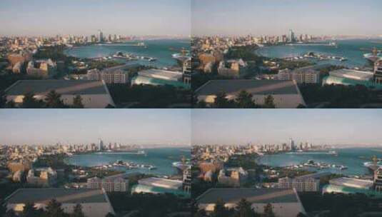 从上方俯瞰巴库市全景阿塞拜疆高清在线视频素材下载