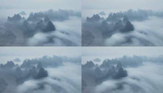 早晨薄雾下的漓江自然景区高清在线视频素材下载