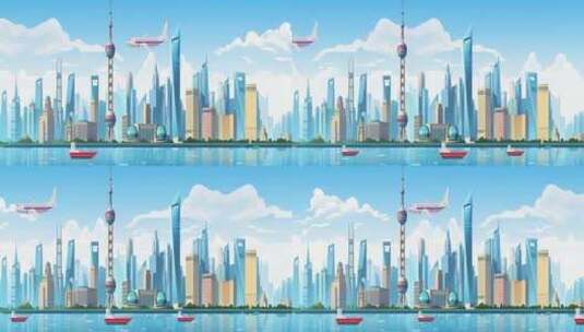 上海东方明珠卡通背景2高清在线视频素材下载