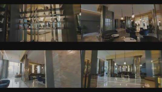 无人机穿越五星级酒店大堂房间环境高级装修高清在线视频素材下载