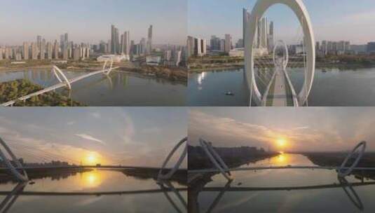 南京眼步行桥航拍【2024最新】高清在线视频素材下载