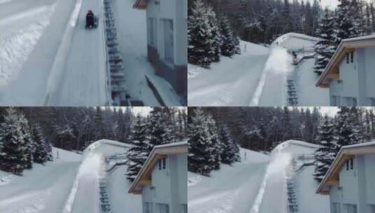 特写在人工滑雪道滑雪的男生高清在线视频素材下载