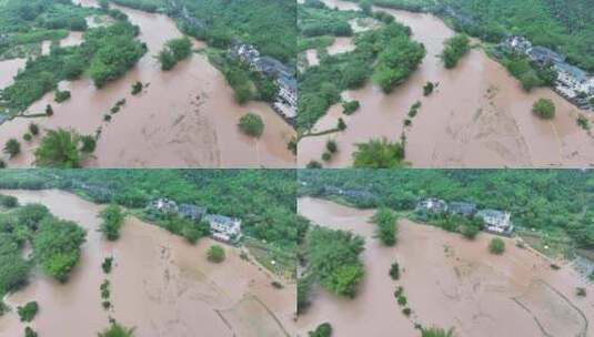 桂林阳朔暴雨漓江遇龙河河水暴涨高清在线视频素材下载