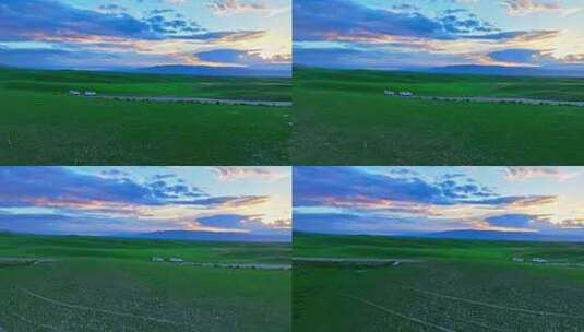 新疆特克斯阔克苏大峡谷日落HDR航拍高清在线视频素材下载