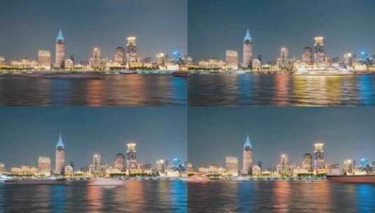 上海外滩夜景延时摄影4K高清在线视频素材下载