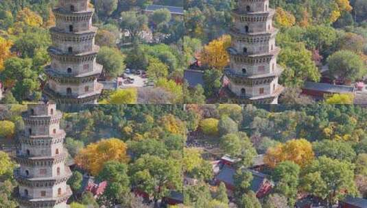 4k航拍山东济南灵岩寺秋景高清在线视频素材下载