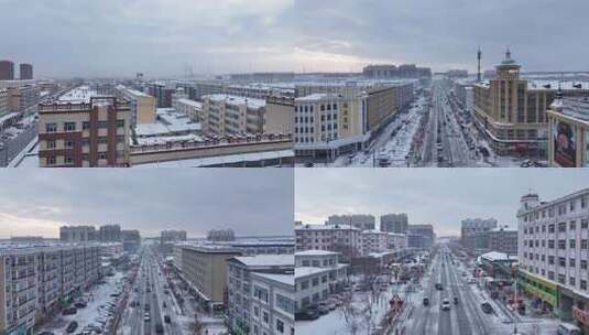 孙吴市冬季雪景航拍空镜高清在线视频素材下载