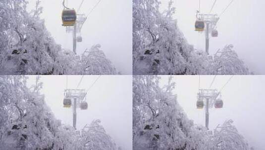 河南老君山雪后旅游索道缆车旅行高清在线视频素材下载