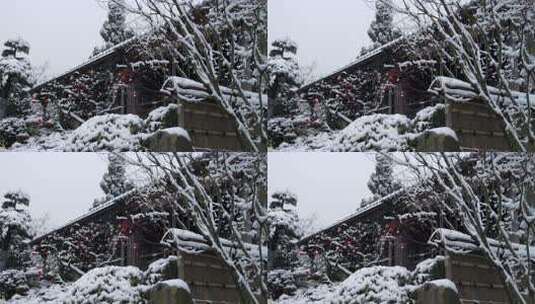 杭州径山寺中式建筑雪景高清在线视频素材下载