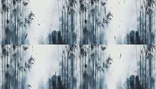 水墨竹林古风背景高清在线视频素材下载