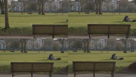 公园里行人的平移镜头高清在线视频素材下载