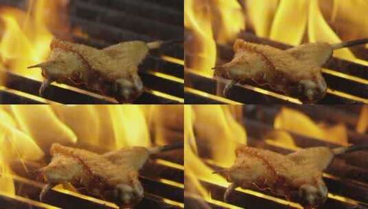 2K高速摄影烤网上的鸡中翅高清在线视频素材下载
