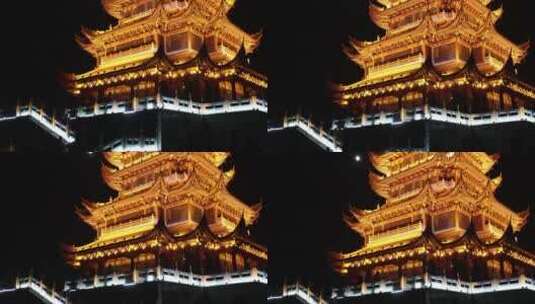 湘南郴州五岭阁阁楼侧面实拍视频高清在线视频素材下载