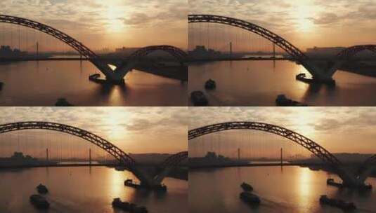 广州新光大桥日出航拍高清在线视频素材下载