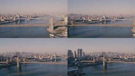 航拍高大城市建筑及桥梁高清在线视频素材下载