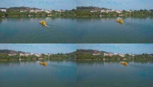 广西柳州柳州市柳江水游船渡船过河高清在线视频素材下载