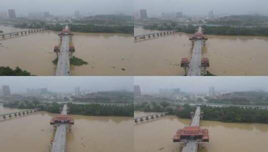 航拍漳州古城南山桥风雨桥高清在线视频素材下载