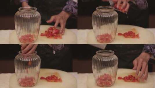 切西红柿做番茄酱高清在线视频素材下载
