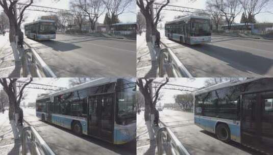 北京公交车行驶实拍高清在线视频素材下载
