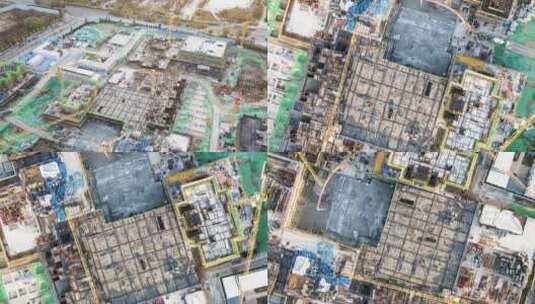 房地产开发建筑施工工地航拍素材高清在线视频素材下载