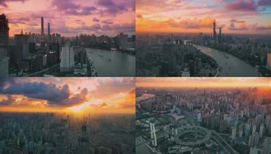 上海唯美日出日落航拍桥高清在线视频素材下载