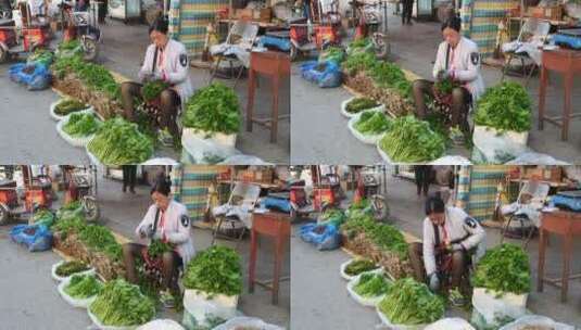 东北农村春天山野菜集市高清在线视频素材下载