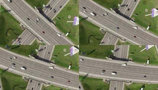 高速公路交叉口的空中旋转视图高清在线视频素材下载