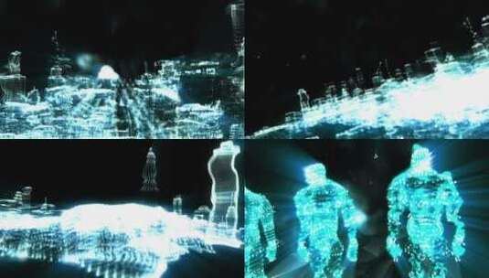 蓝色科技感人物动作科幻舞台节目舞美用素材高清在线视频素材下载