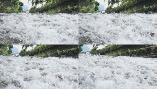 低角度拍摄农村清澈的溪流高清在线视频素材下载